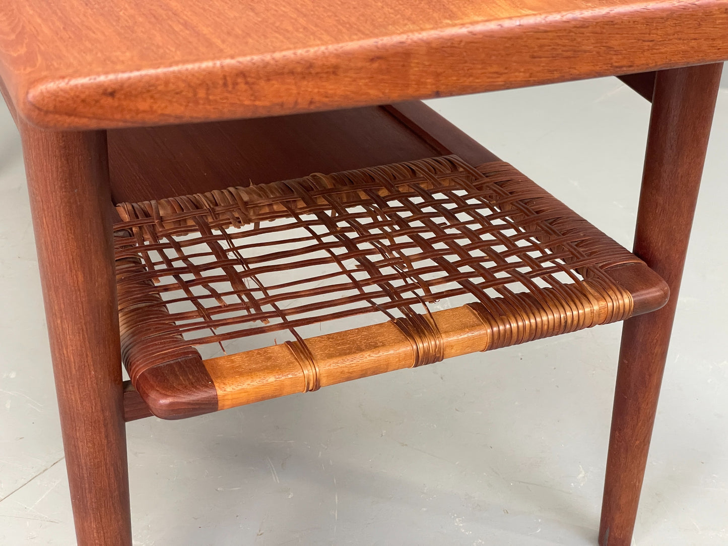 Vintage Teak Coffee Table Danish Mid Century 1960s Drawer Cane EB12356