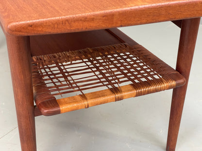 Vintage Teak Coffee Table Danish Mid Century 1960s Drawer Cane EB12356