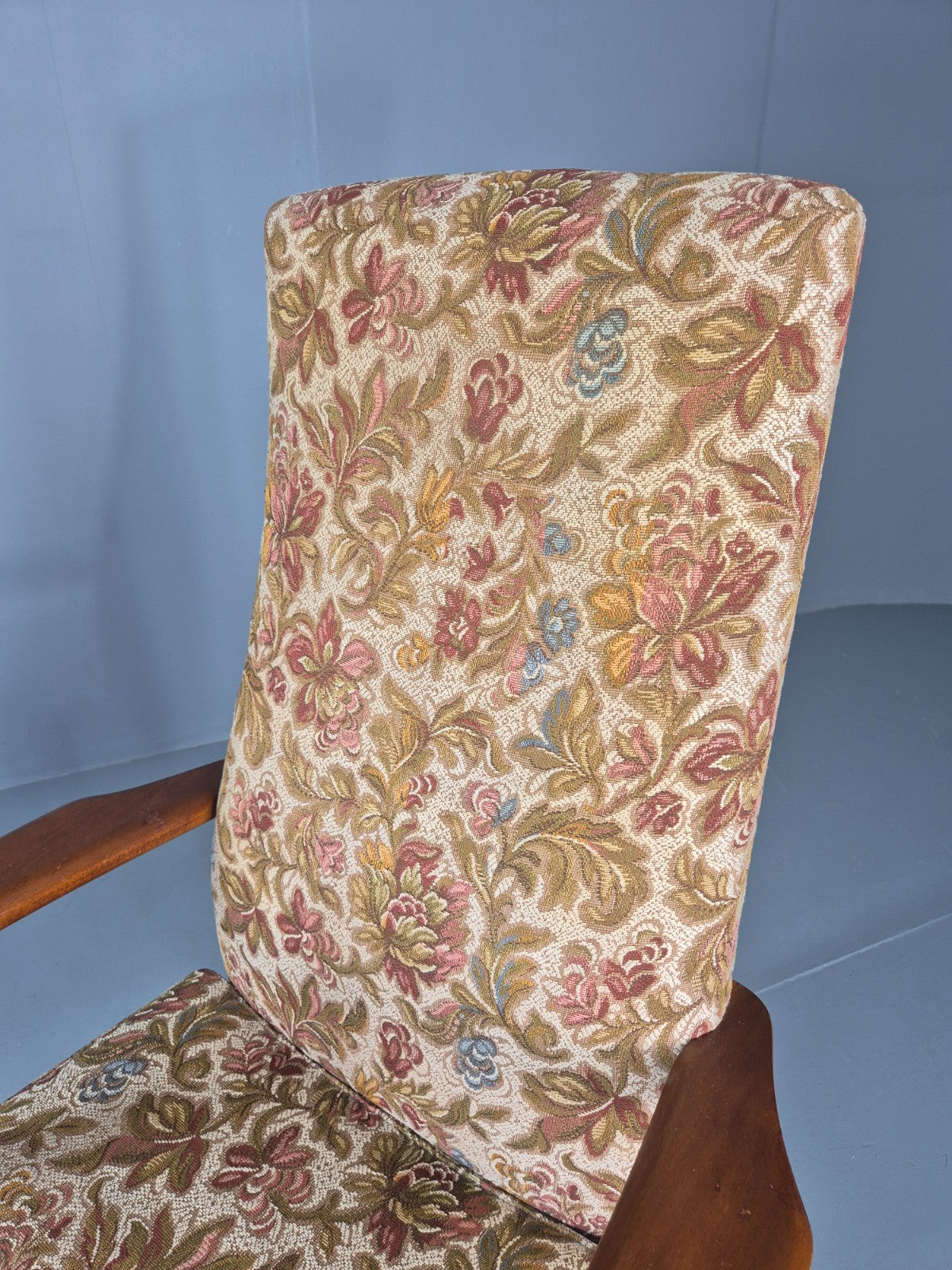 Vintage Parker Knoll High Back High Seat 1960s Lounge Chair Floral EB12798