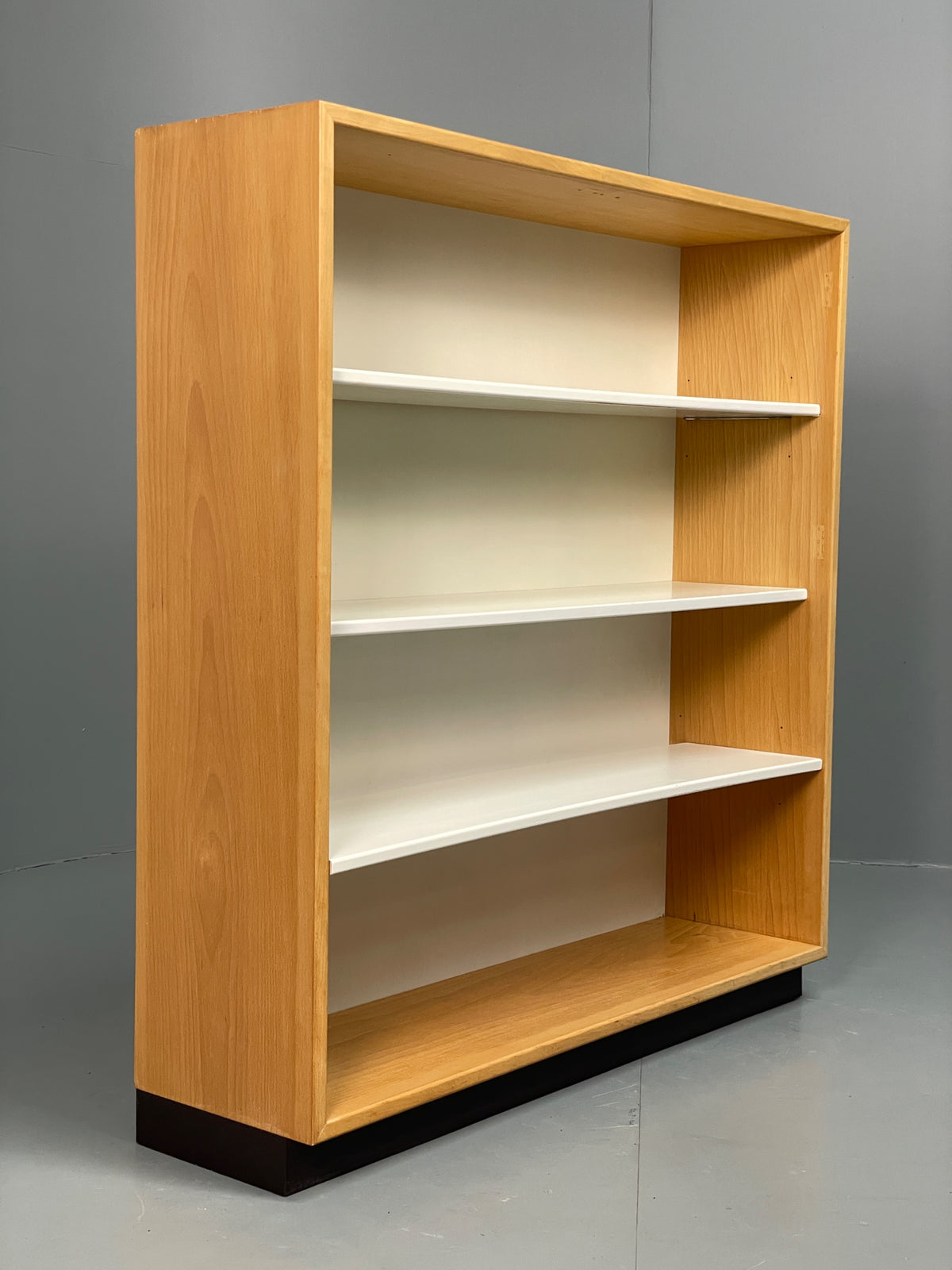 Vintage 1980s Beech Bookcase White Vinyl Base Adjustable Shelving Retro EB13170