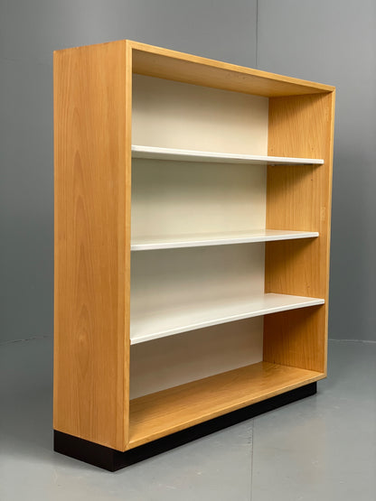 Vintage 1980s Beech Bookcase White Vinyl Base Adjustable Shelving Retro EB13170