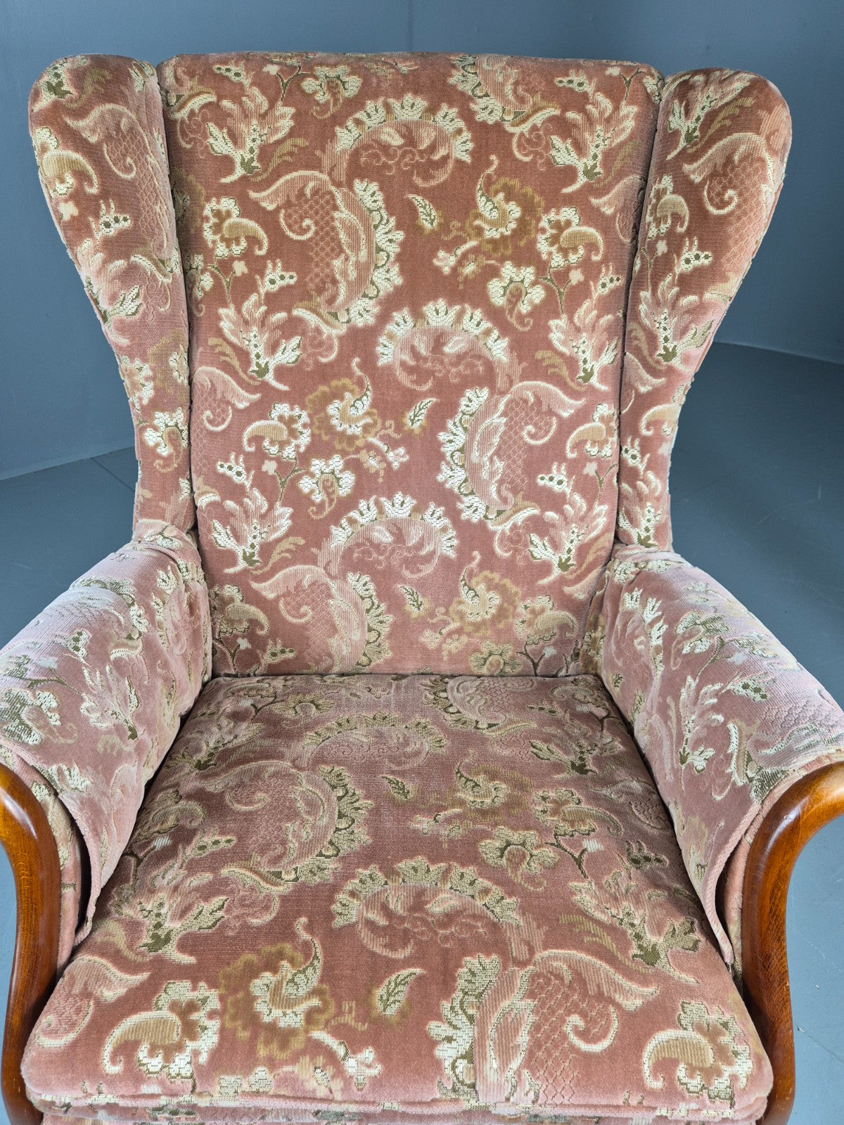 Vintage Parker Knoll Mid Century Lounge Chair Pink Hued Paisley Velour EB12168