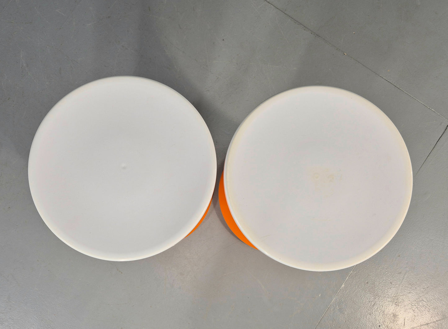 2 Vintage Orange and White Tam Tam Stools Retro 1960s Pop Art EB12253