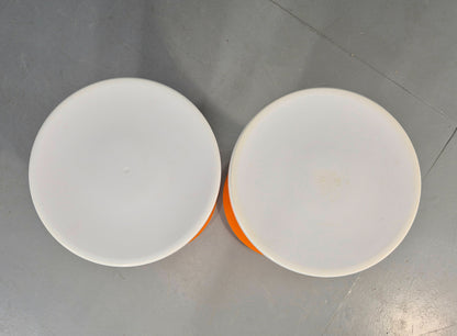 2 Vintage Orange and White Tam Tam Stools Retro 1960s Pop Art EB12253