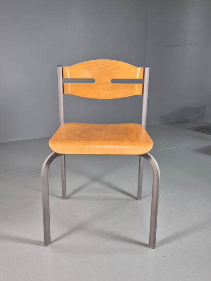 8 Vintage Danish Stacking chairs Plywood and Steel Mid Century Style Retro EB07993