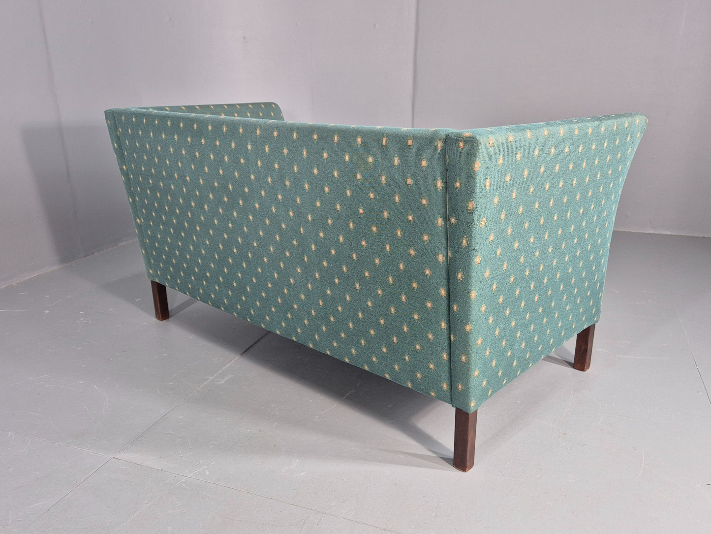 Vintage Danish Mid Century 2 Seater Sofa 1980s Retro Green EB12539