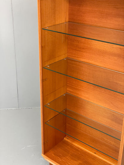 Vintage 1980s Teak Bookcase Beaver & Tapley Glass Shelves Retro Shelving EB12931