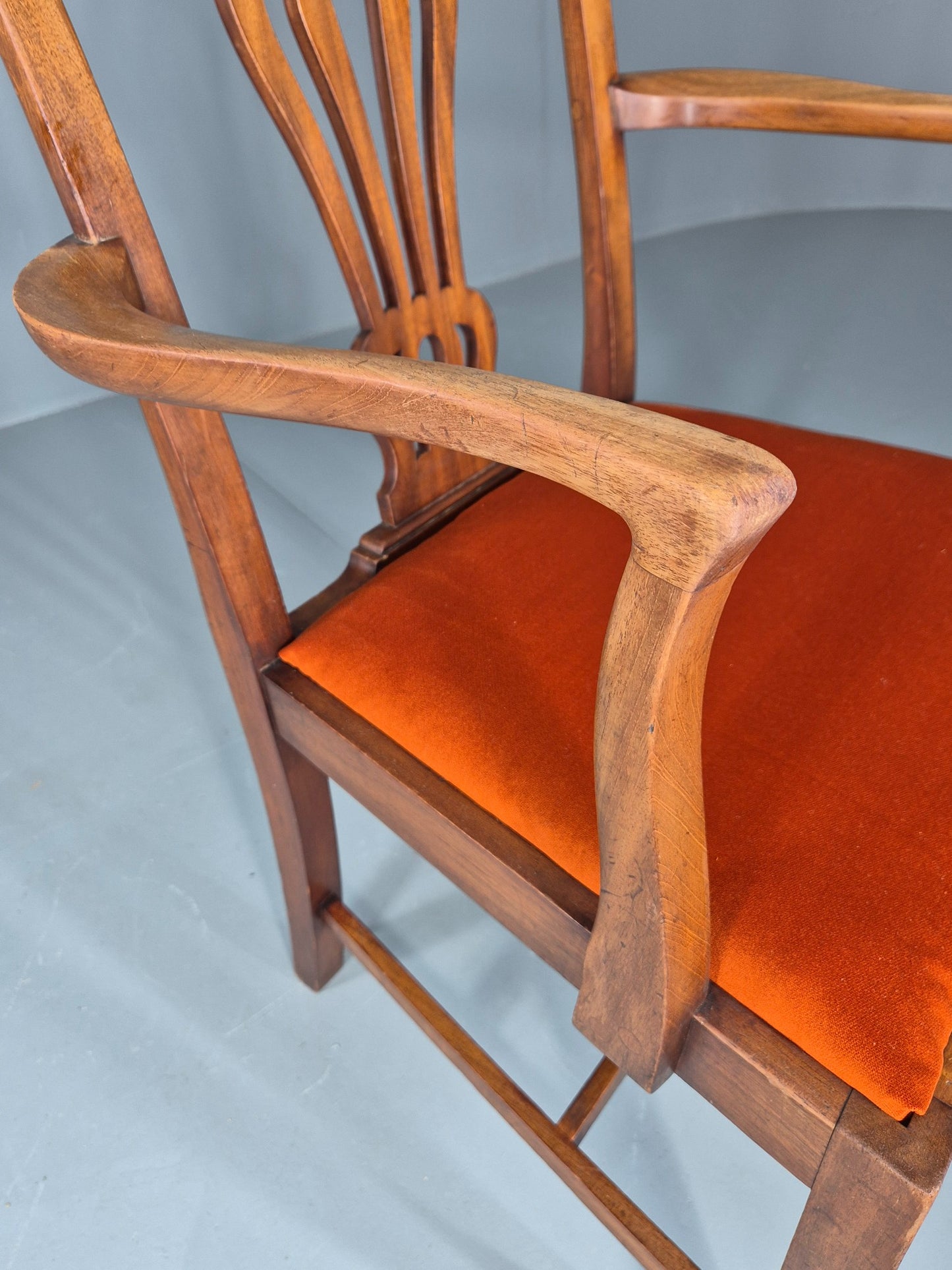 Hepplewhite Revival Oak Elbow Chair Antique New Seat Pad EB11931