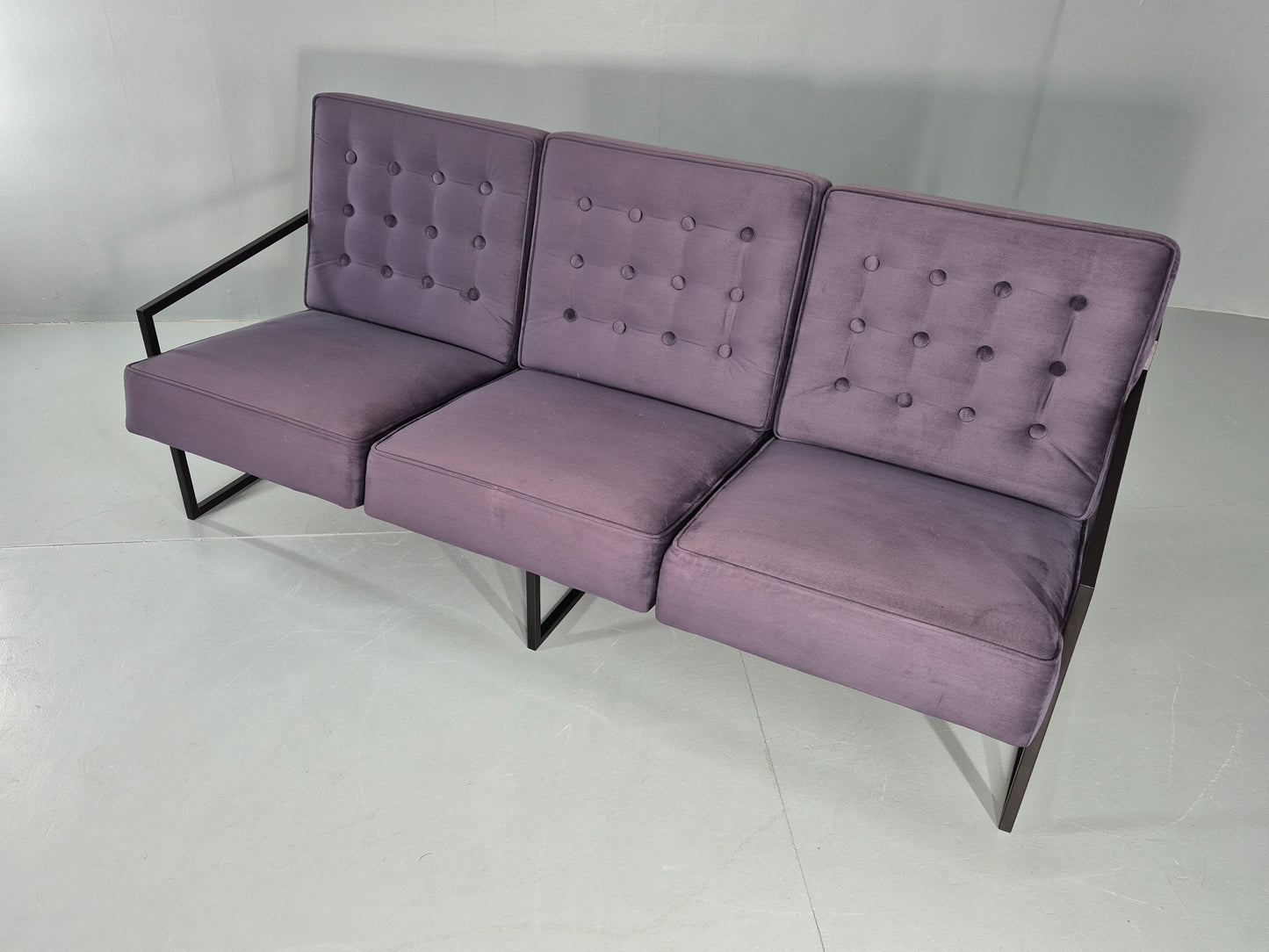 Vintage 3 Seater Sofa Modern Design Orange Box Lossit Purple Velvet EB12807