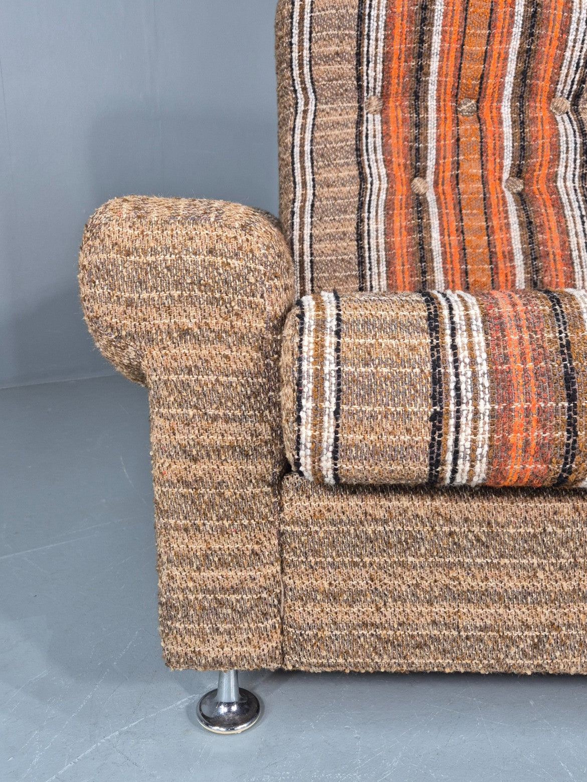 Vintage Retro Lounge Chair 1970s Danish Wool Stripe Upholstery EB12088