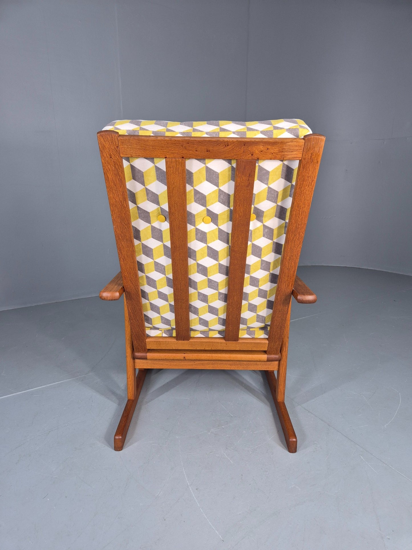 Vintage Mid Century Oak Lounge Chair Jorgan Baekmark Design New Upholstery 12042