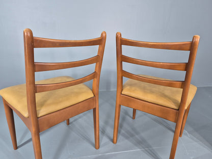 4 Vintage Mid Century Dining Chairs Beech Frames Vinyl Schreiber 1970s  EB12463