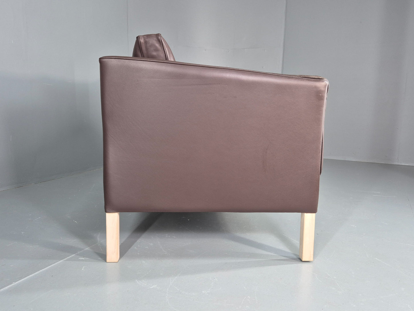 Vintage Danish 2 Seater Sofa Brown Leather 1980s Retro MCM EB12444
