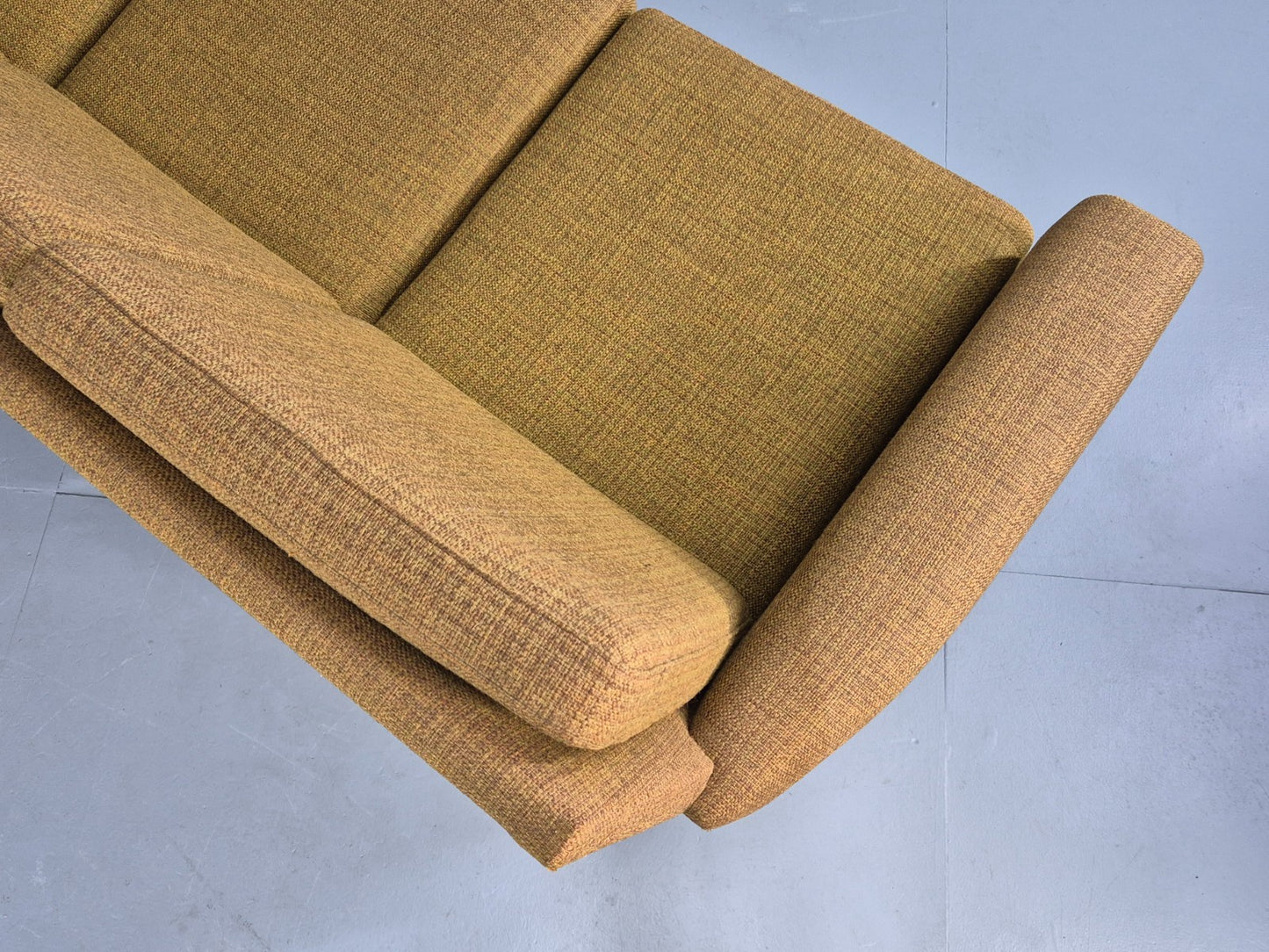 Vintage Danish 3 Seater Sofa 1960s Mid Century Retro Muted Yellow Green EB12541