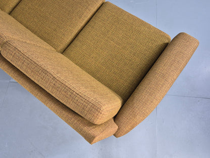 Vintage Danish 3 Seater Sofa 1960s Mid Century Retro Muted Yellow Green EB12541