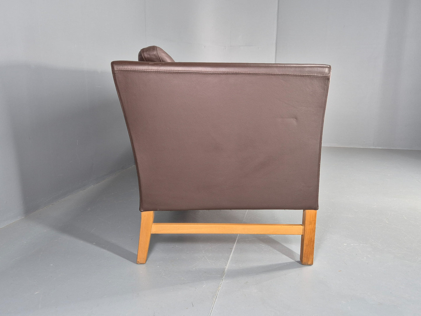 Vintage 3 Seater Sofa Danish Brown Leather Mid Century Skippers Retro EB10493