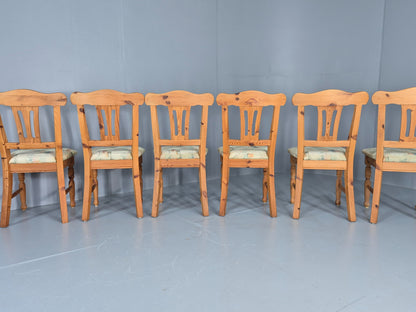 6 Vintage Danish Pine 1980s Dining Chairs Original Upholstery Retro EB12397