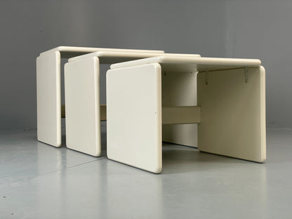 Vintage Nesting Tables White Retro Italian Side Tables 3 Curved EB12617