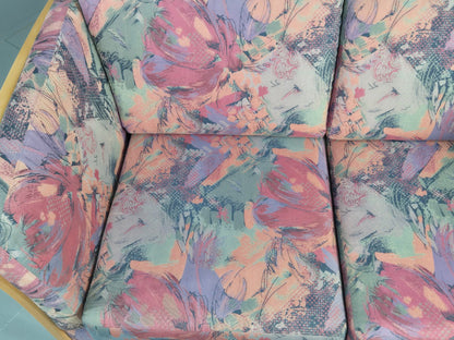 Vintage Stouby 2 Seater Sofa Floral Cotton Print 1980s Retro Beech Ends EB12448