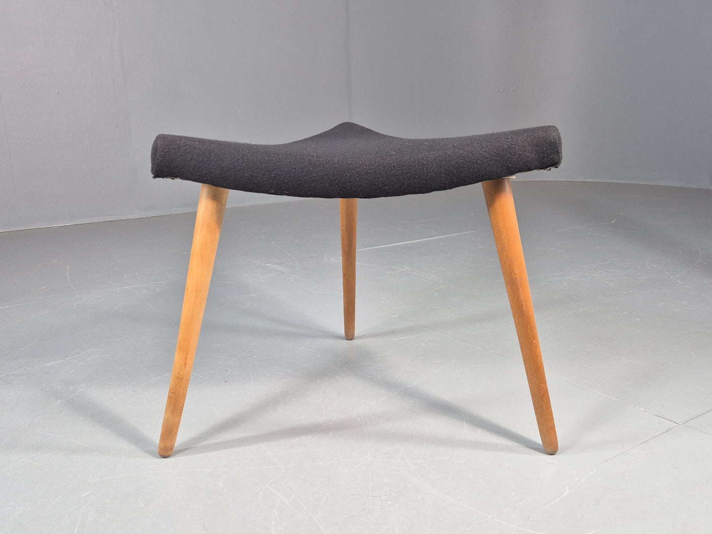 Vintage Danish Mid Century Footstool Triangular Black Cloth 1960s Retro EB12154