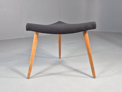 Vintage Danish Mid Century Footstool Triangular Black Cloth 1960s Retro EB12154