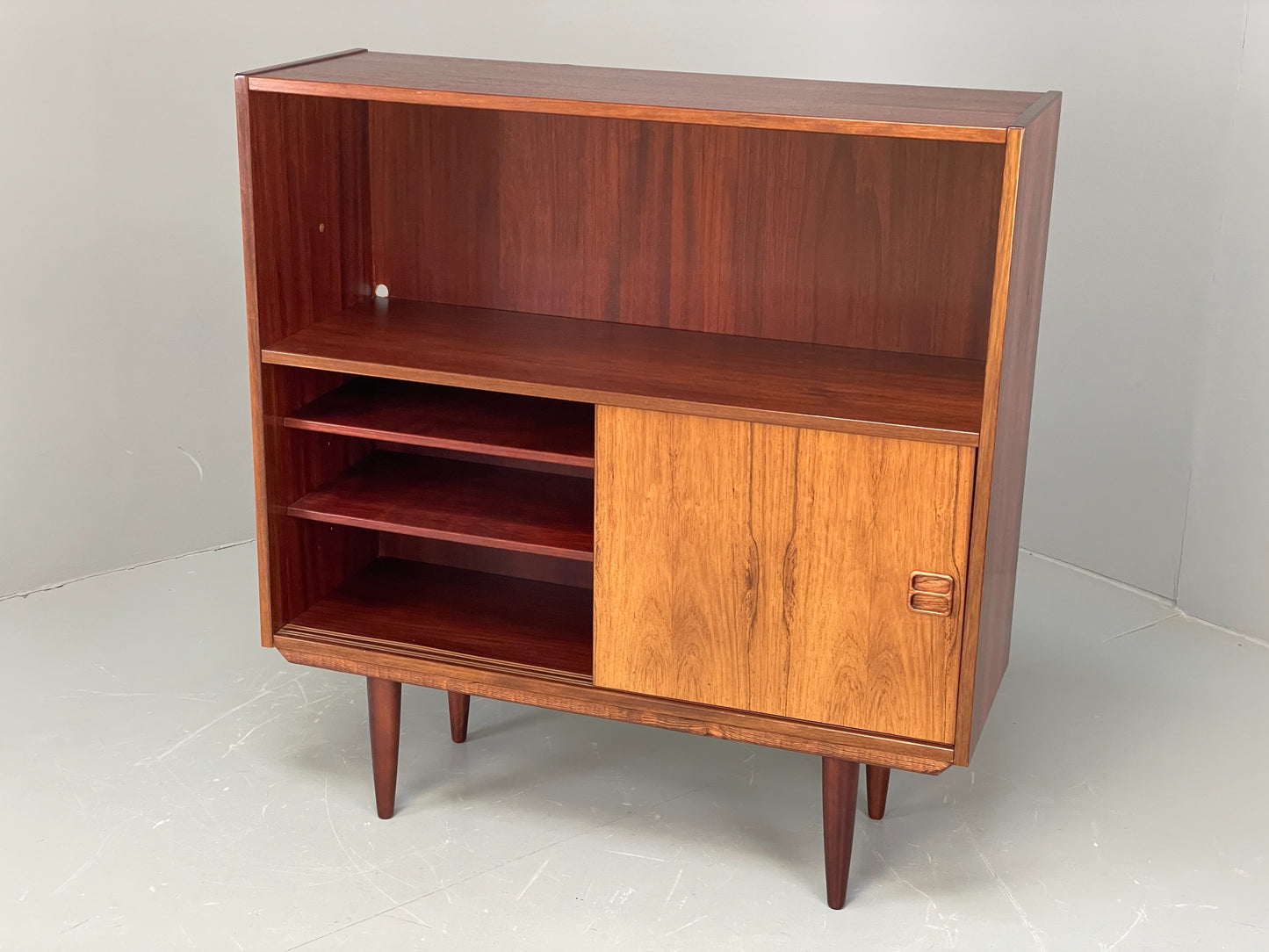 Vintage Danish 1960s Bookcase Cabinet Darkwood Sliding Mid Century Retro EB11992