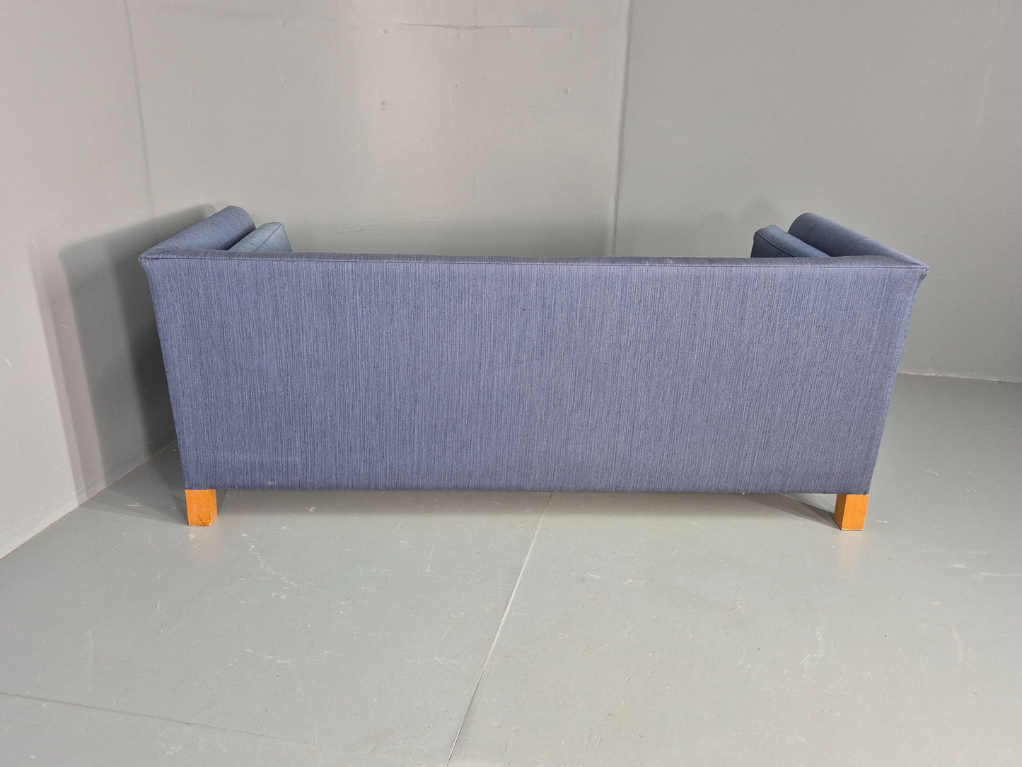 Vintage Danish Mid Century 3 Seater Sofa Original Blue Wool 1950s Retro EB12371