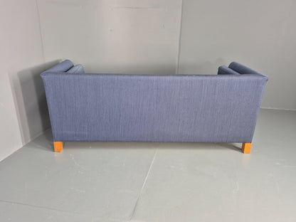 Vintage Danish Mid Century 3 Seater Sofa Original Blue Wool 1950s Retro EB12371