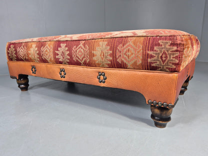 Vintage Tetrad Eastwood Footstool Leather Kilim Upholstery Large EB12038