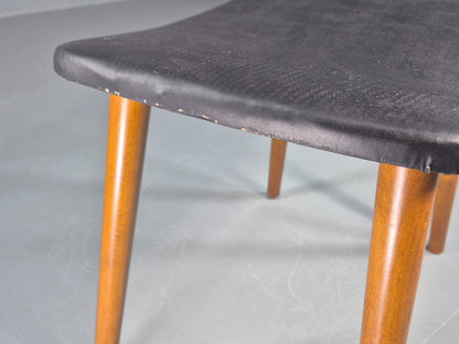 Vintage Mid Century Danish Footstool black vinyl Retro 1960s EB12093