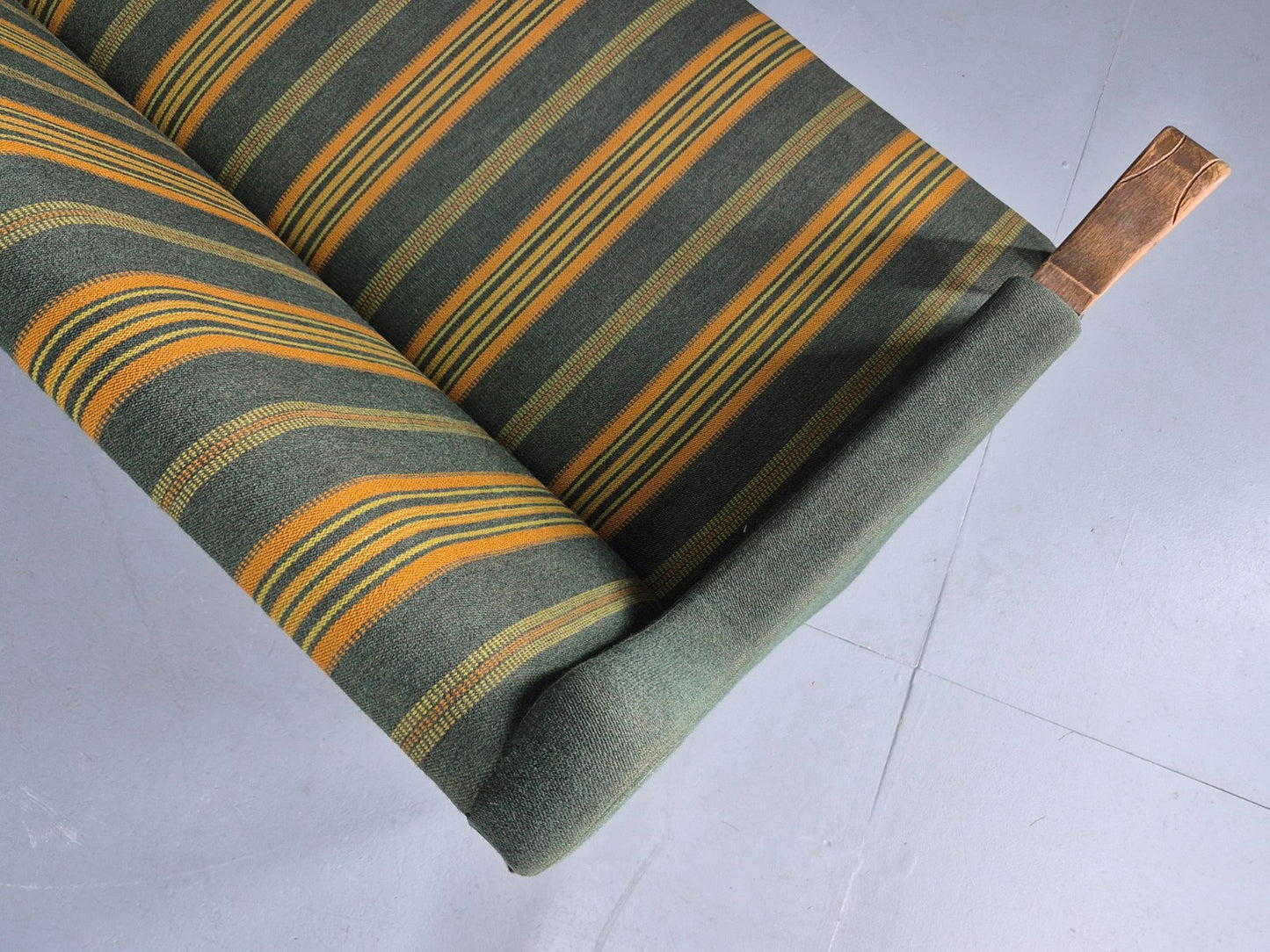 Vintage 3 seater Sofa Danish Design Green Wool Cloth 1970s Retro EB12758
