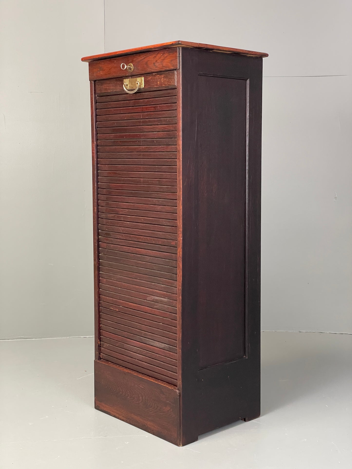 Vintage Tambour Cabinet Oak Drawers Danish Early 20th Century Filing EB12628