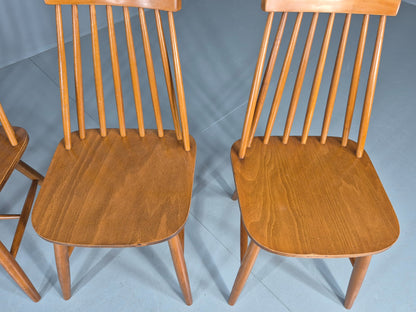 4 Vintage 1970s Retro Dining Chairs Scandinavian Stick Back Design EB12257