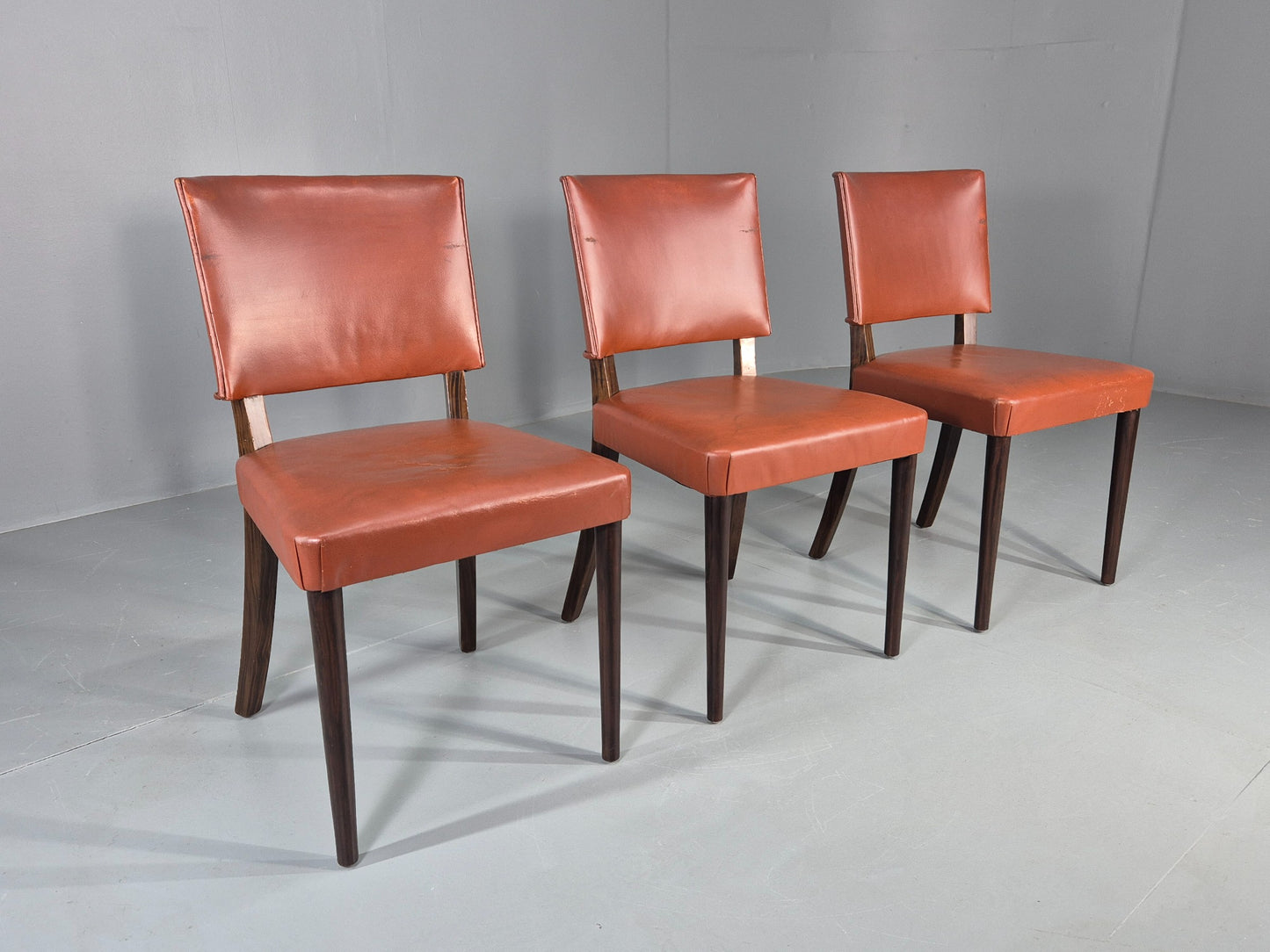 3 Mid Century Style Leather Dining Chairs Rero late 20th Century EB12532