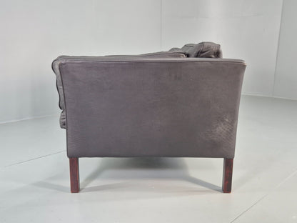 Vintage 2 Seater Sofa Stouby Danish Retro MCM Brown Leather 1980s EB12432