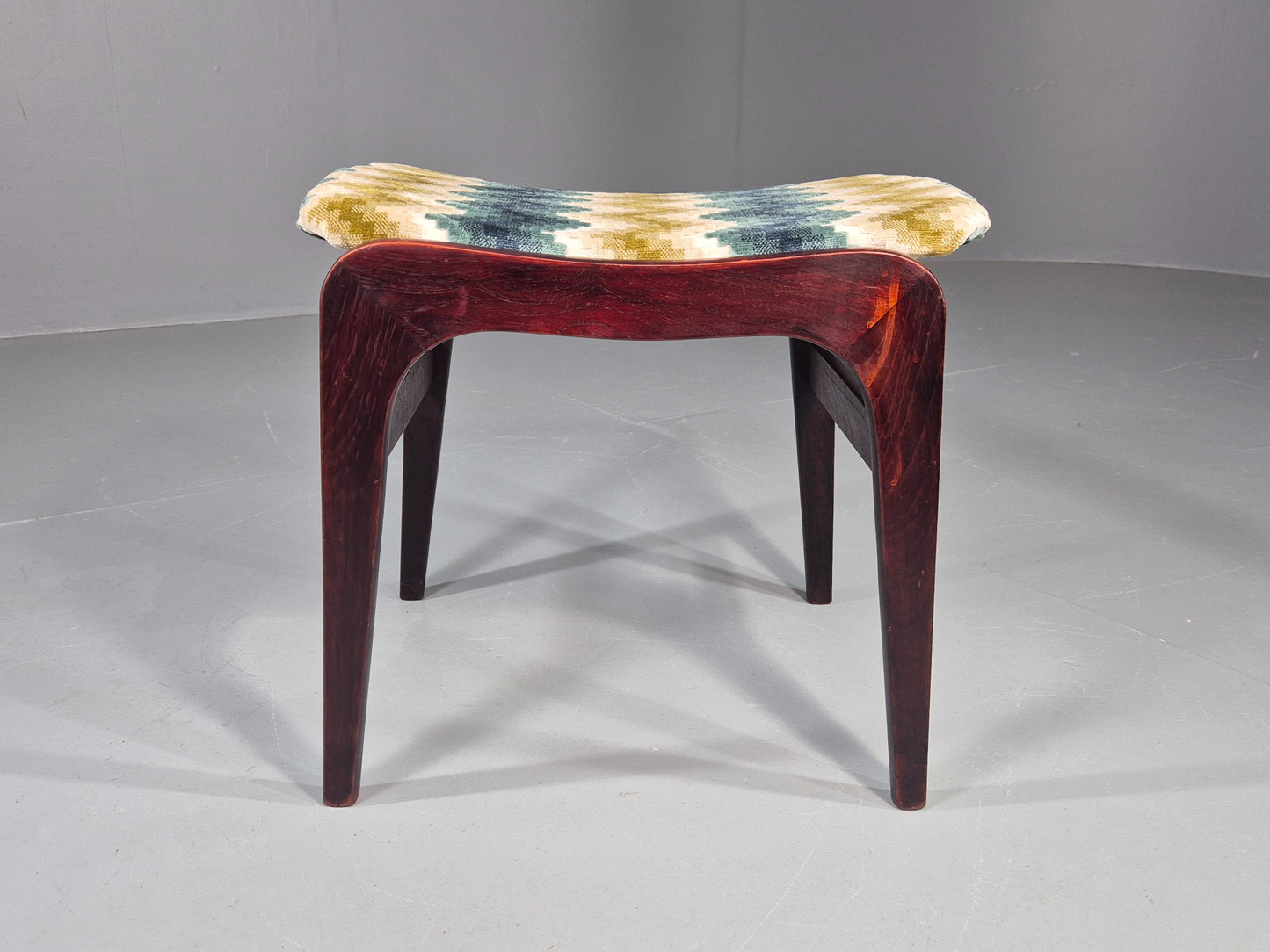 Vintage Mid Century Footstool Danish Design Chevron Pattern 1960s EB12028