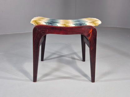 Vintage Mid Century Footstool Danish Design Chevron Pattern 1960s EB12028