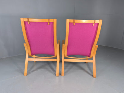 2 Vintage Bentwood Lounge Chairs Finn Ostergaard Pink Wool Retro EB12143