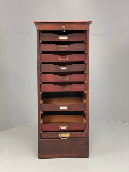 Vintage Tambour Cabinet Oak Drawers Danish Early 20th Century Filing EB12628