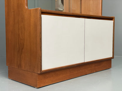 Vintage 1960s Cocktail Cabinet Teak White Formica Glazed Shelving EB12081