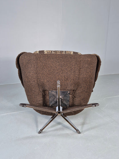Vintage Egg Chair 1980s Retro Original Cloth Modern Design Brown Cream EB13066