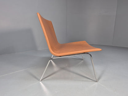 Vintage Tacchini Leather Lounge Chair Chrome Frame Modern Design EB9949