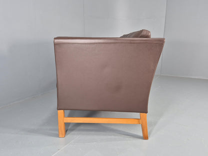 Vintage 3 Seater Sofa Danish Brown Leather Mid Century Skippers Retro EB10493