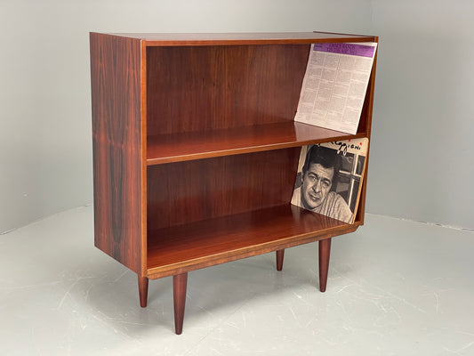 Vintage 1970s Danish Bookcase Darkwood Retro Record Shelving EB12066