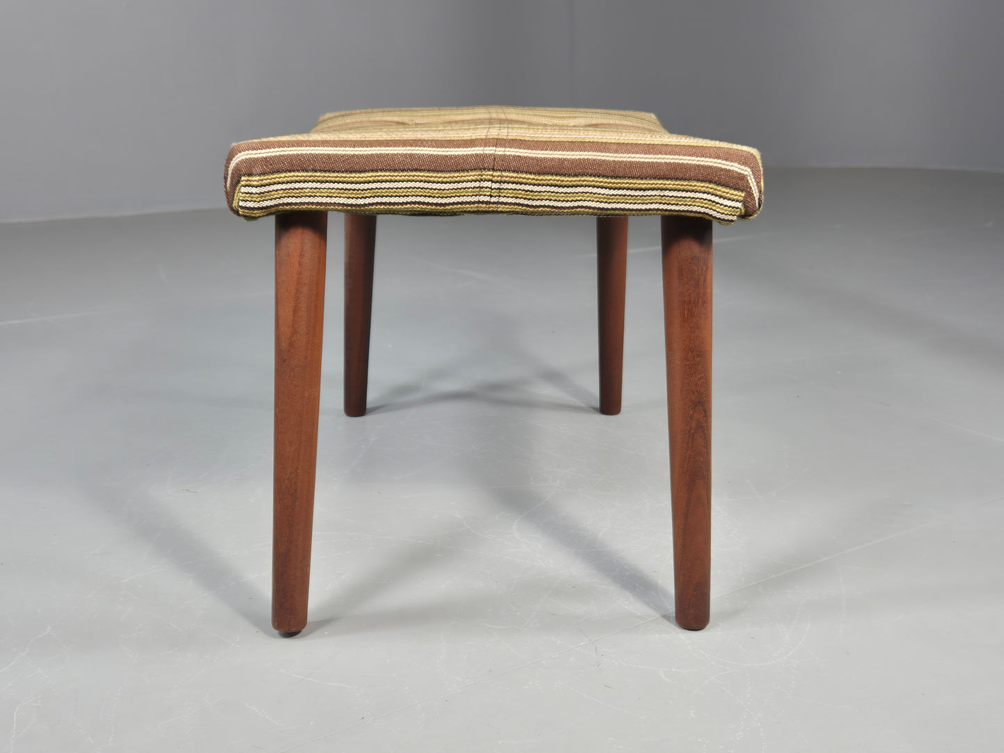 Vintage Mid Century Footstool Danish Design Wool Stripe Retro 1960s EB12099