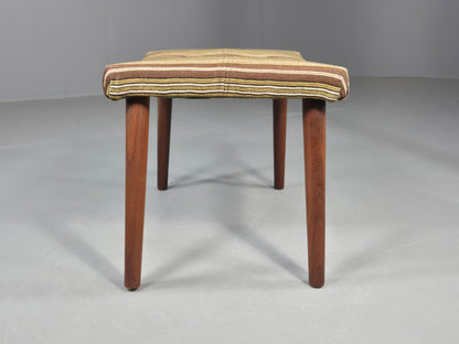 Vintage Mid Century Footstool Danish Design Wool Stripe Retro 1960s EB12099