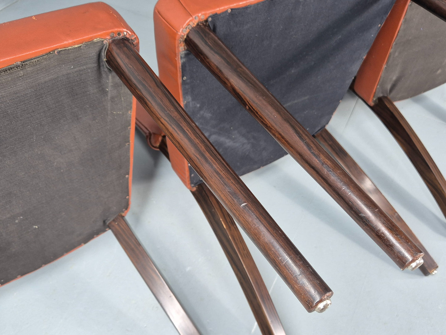 3 Mid Century Style Leather Dining Chairs Rero late 20th Century EB12532