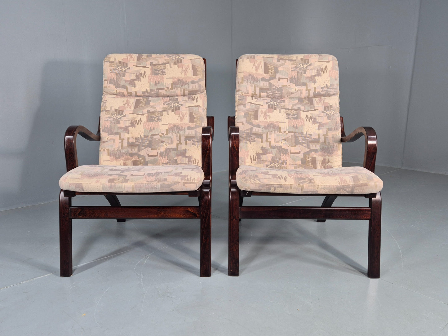 Vintage Danish Bentwood Lounge Chairs 1980s Stouby Retro MCM EB12130