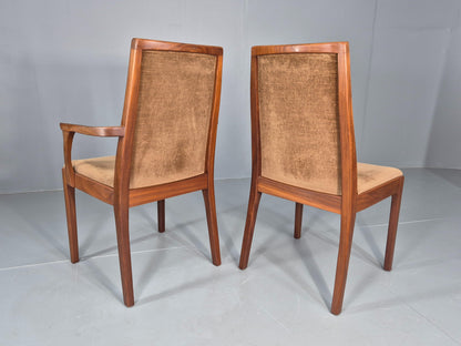 6 Vintage 1970s Nathan Dining Chairs Brown Velour Teak Retro MCM EB11921