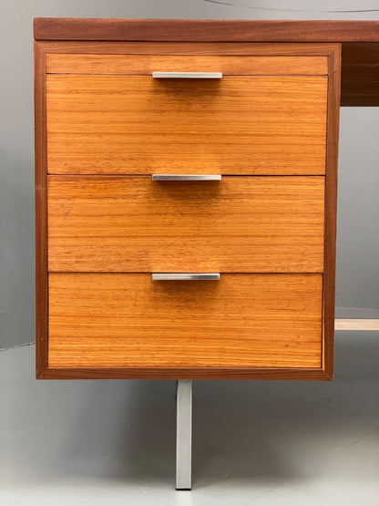 Vintage Teak Executive Desk Mid Century 1960s Drawers Chrome Retro EB12896